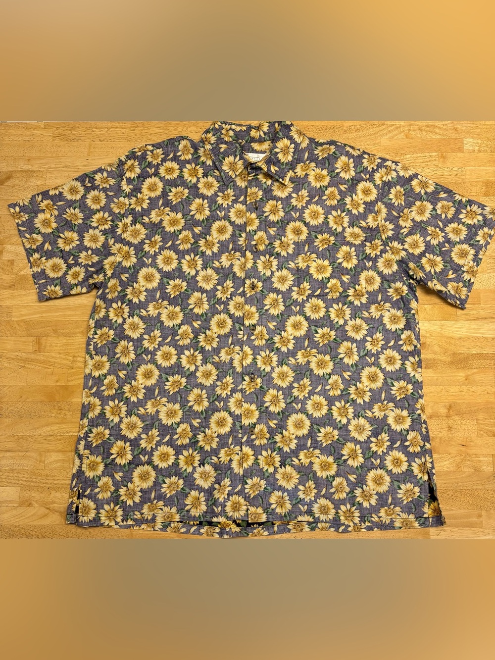 Ke Nui Hawaii Sunflower Hawaiian Shirt XXL Reverse Print Navy 100% Cotton